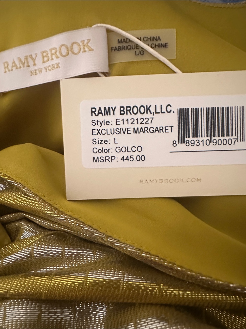 Ramy Brook Metallic Gold Twist-Knot V-Neck Blouse - Picture 9 of 9